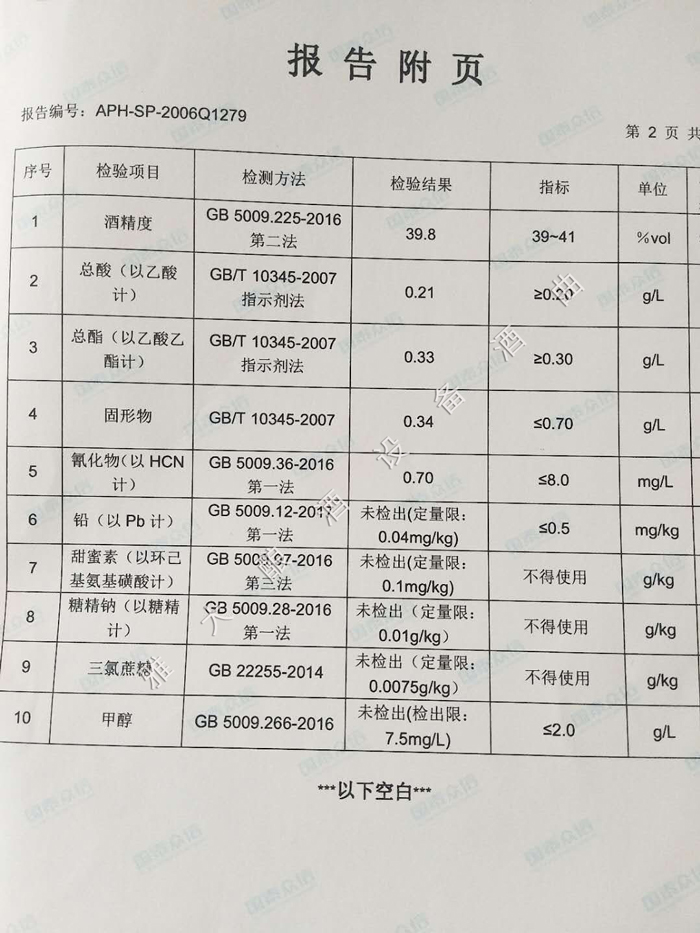 4.8-40度大米白酒檢測(cè)報(bào)告